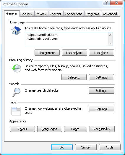 Windows Vista Delete History Address Bar