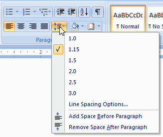 change spacing between lines in word 2007
