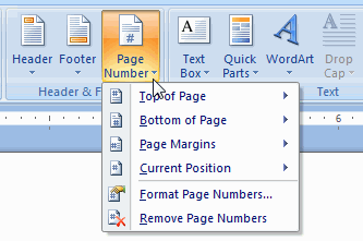 page number button menu
